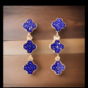 Dazzling Sapphire and Gold Floral Earrings